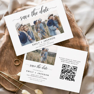 QR Code Modern Save the Date 4 Photo Elegant