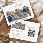 QR Code Modern Save the Date 4 Photo Elegant<br><div class="desc">Modern and Elegant Landscape Horizontal Four (4) Photo QR Code Save the Date Wedding Magnet with hand lettered script typography. The save the date invitation magnet includes script typography and chic and simple design that you can add your customised engagement photograph picture to.</div>