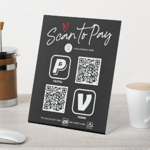 QR Code Modern script Scan to pay cashless sign