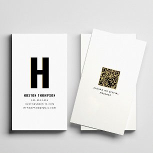 QR Code Modern Shadow Monogram Stylish Trendy Cool Business Card