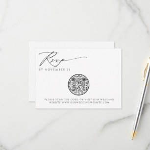 QR Code Modern Sophisticated Wedding RSVP Card