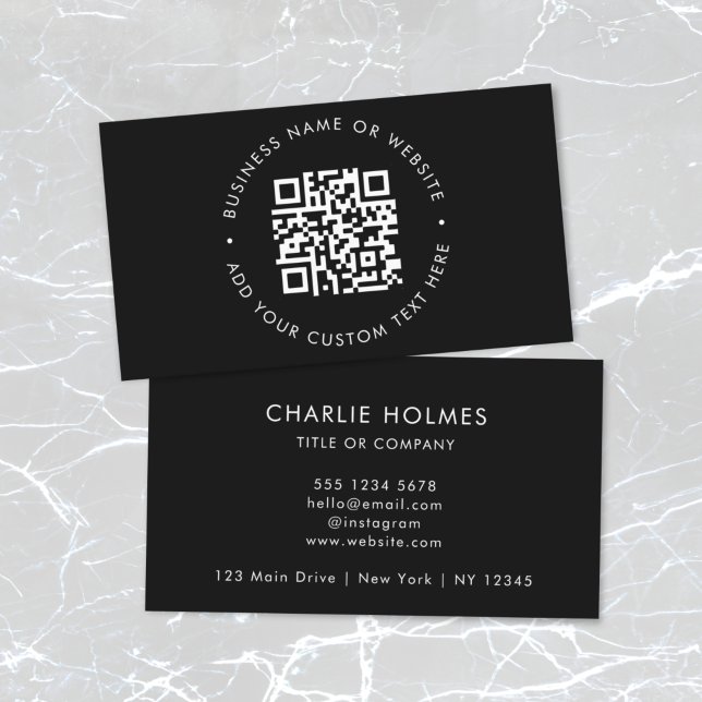 QR Code | Modern Stylish Black Professional Business Card (Creator Uploaded)