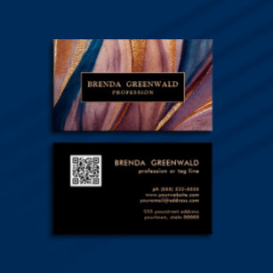 QR CODE Modern terracotta blue glitter gold Business Card