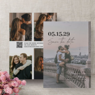 QR Code Modern Vellum Overlay Script 4 Photo Save The Date