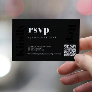 QR CODE modern wedding website rsvp online Enclosure Card