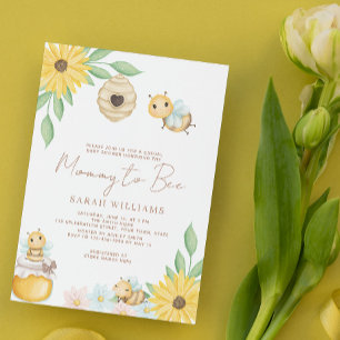 QR Code Mummy To Bee Baby Shower Sunflower Invitation