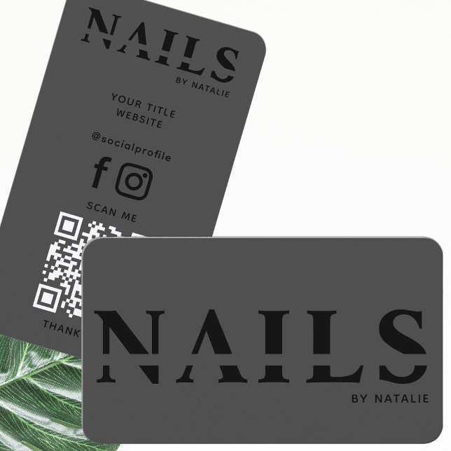 QR Code Nail Salon Nail Technician Branding Cool Business Card (Creator Uploaded)