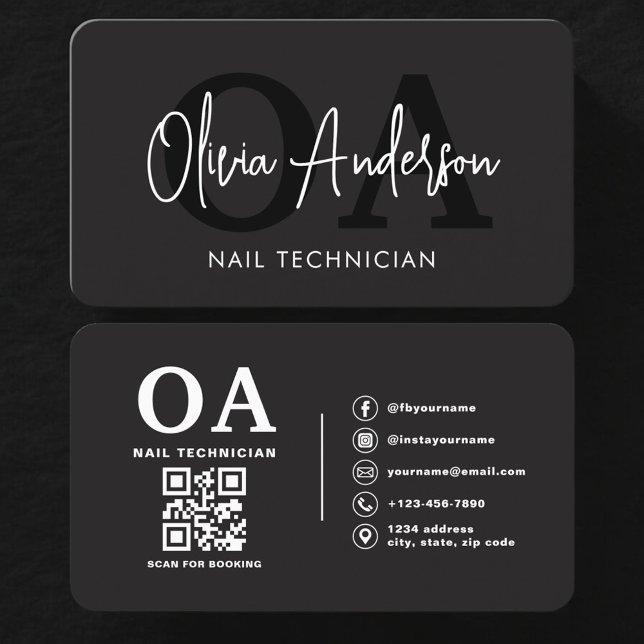 QR Code Nail Specialist Artist Business Card (Creator Uploaded)