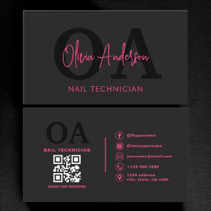 QR Code Nail Specialist Artist Modern Typography  Business Card