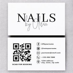 QR Code Nail Specialist Artist Modern Typography  Business Card