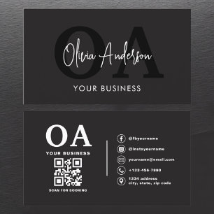 QR Code Nail Specialist Artist Modern Typography  Business Card