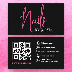 QR Code Nail Specialist Artist Modern Typography  Business Card
