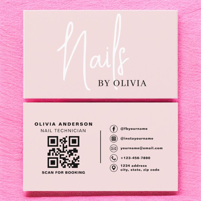 QR Code Nail Specialist Artist Modern Typography  Business Card (Creator Uploaded)