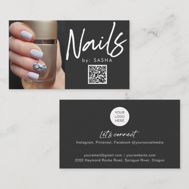 QR code nails photo business cards (Front/Back)