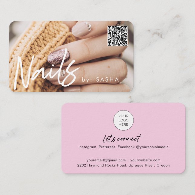 QR code nails photo business cards (Front/Back)