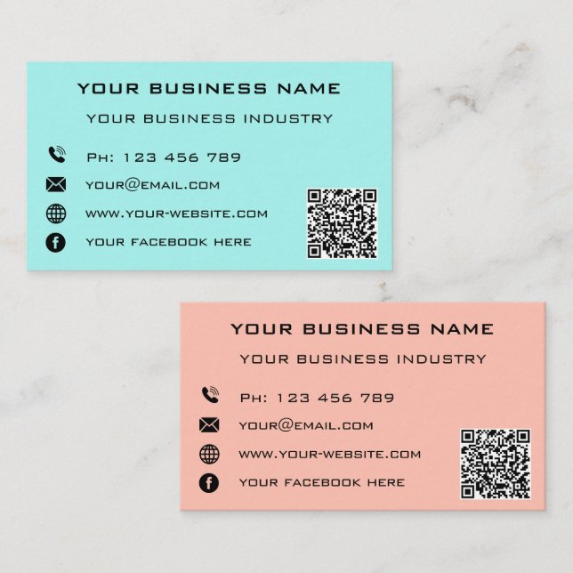 QR Code Name Address Contact Info Business Card (Front/Back)