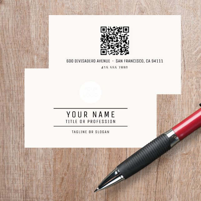 QR Code Name Professional Logo Off White Calling Card (QR Code Name Professional Logo Off White Calling Card cover)
