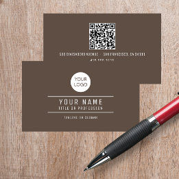 QR Code Name Professional Logo Pumpernickel Brown Calling Card