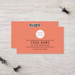 QR Code Name Professional Logo Salmon Colour Calling Card