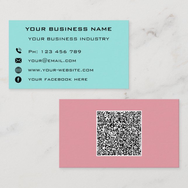 QR Code Name Text Info Colours Modern Business Car Calling Card (Front/Back)