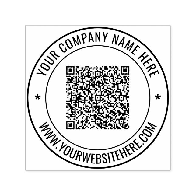 QR Code Name Website Round Self-inking Stamp (Design)