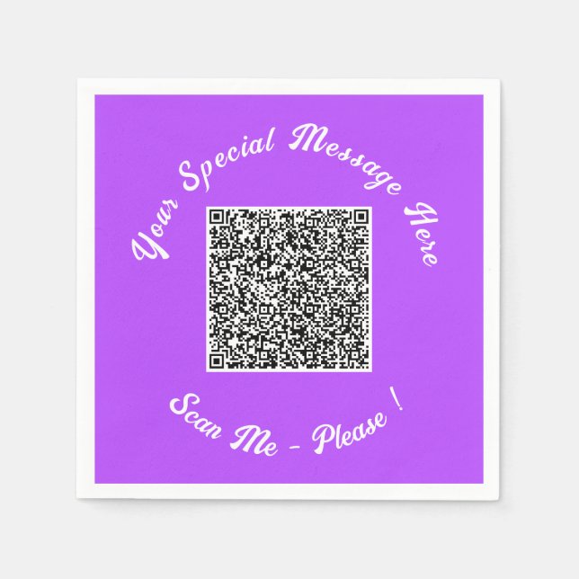 QR Code Napkins with Custom Text and Colours (Front)