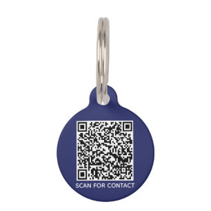 QR Code navy scannable contactless contact Info Pet Tag