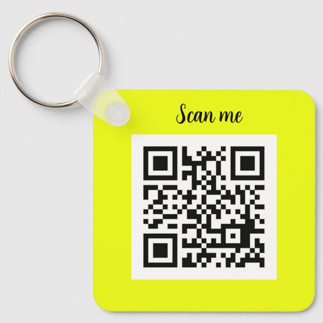 QR Code Neon Yellow Elegant Yellow Business Key Ring (Front)