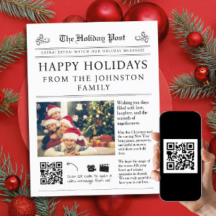 QR Code Newspaper Christmas Card Postcard