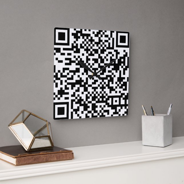 Qr code (no numbers) square wall clock (Office)