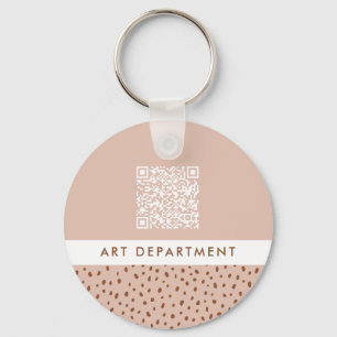 QR CODE office department beige & brown boho dots Key Ring
