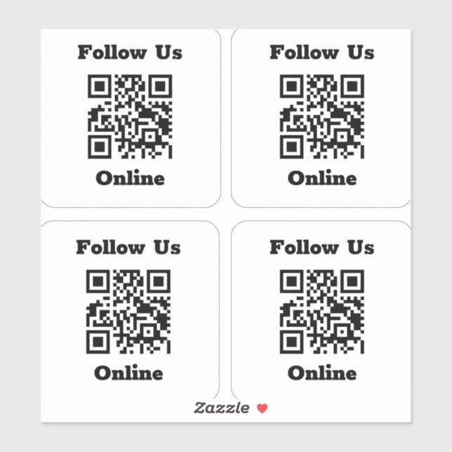 QR Code on 4 Stickers (Sheet)