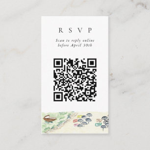 QR Code Online Beach Positano Website RSVP Enclosure Card