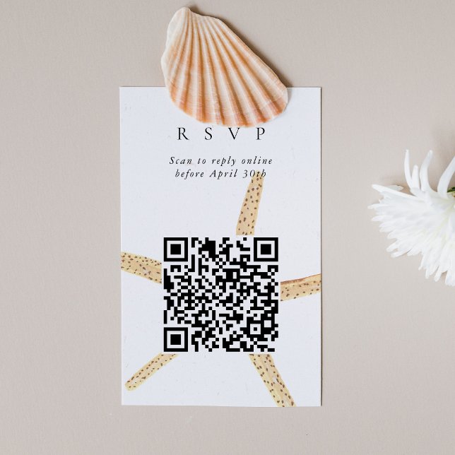 QR Code Online Beach Seashells Website RSVP Enclosure Card (QR Code Online Beach Seashells Website RSVP Enclosure Card)