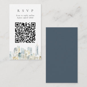 QR Code Online New York City Skyline Website RSVP Enclosure Card
