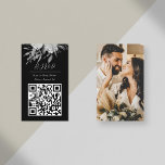 QR Code Online Photo Black Floral Website Enclosure Card<br><div class="desc">Customise with your website right here on zazzle! for online rsvp or website instructions,  photo on the back optional</div>