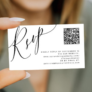 QR code online RSVP calligraphy wedding website Enclosure Card