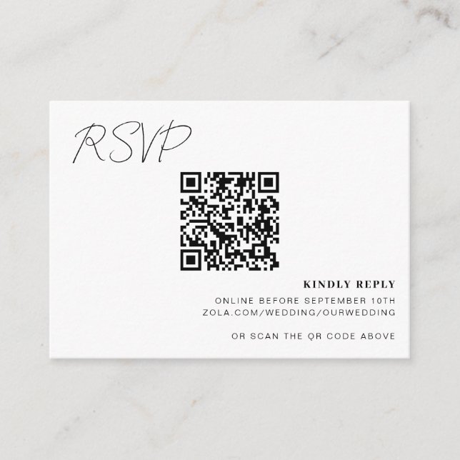 QR Code Online RSVP Card Wedding Insert  (Front)