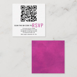 QR code online RSVP fuchsia pink wedding Enclosure Card