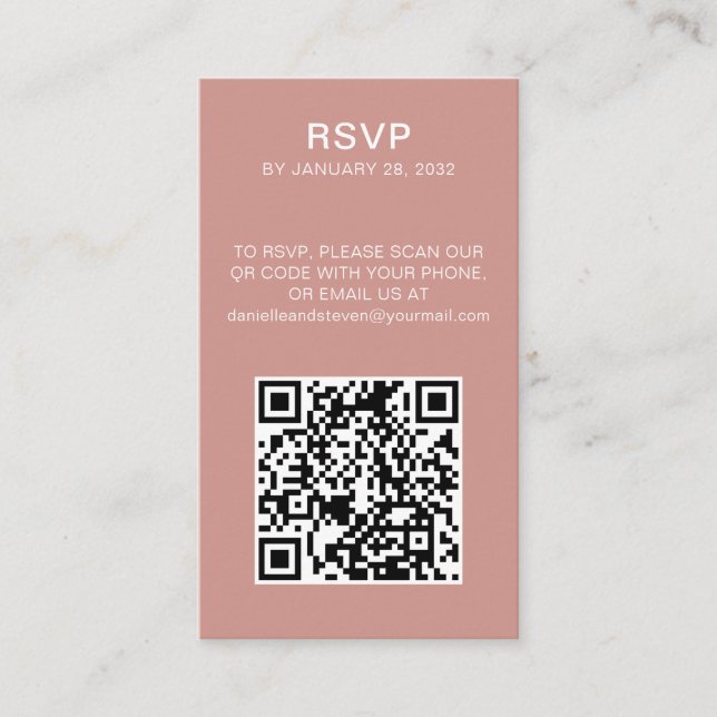 QR Code online RSVP minimalist photo  Enclosure Card (Front)