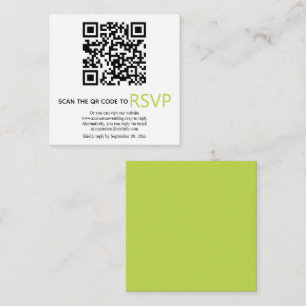 QR code online RSVP modern light green wedding Enclosure Card
