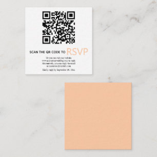 QR code online RSVP modern peach wedding Enclosure Card
