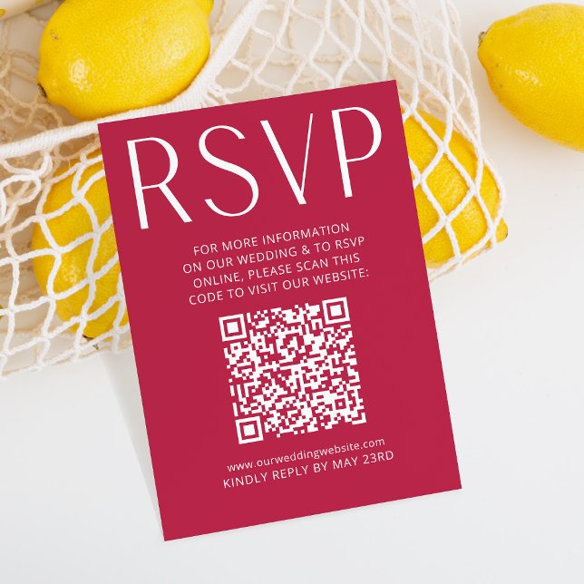QR Code Online RSVP Simple Modern Vibrant Pink Card (Creator Uploaded)
