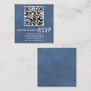 QR code online RSVP stained blue wedding  Enclosure Card