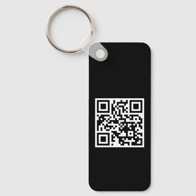 QR Code Only Metal Long Rectangle Keychain (Front)