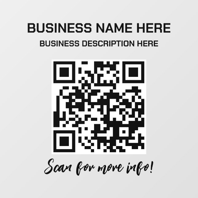 QR Code Opaque Business Car Truck Window Cling (Sheet)