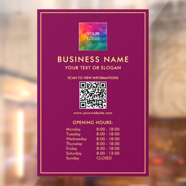 QR Code Opening Hours Upload Your Logo Here (Sheet 2)