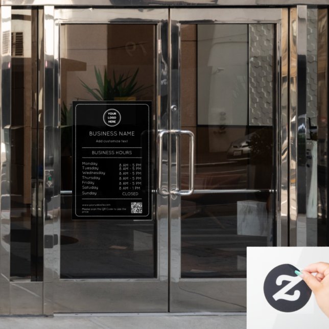 QR Code Opening Times Hours Business Logo Modern (Office Door)