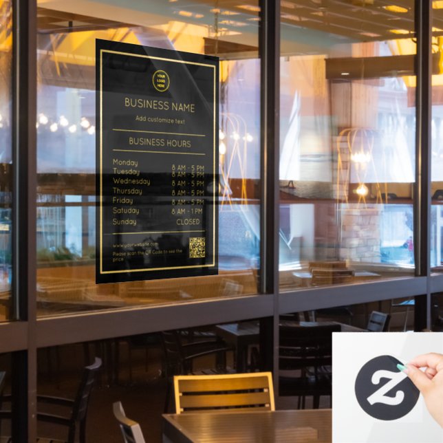 QR Code Opening Times Hours  Business Logo Modern (Restaurant Window)