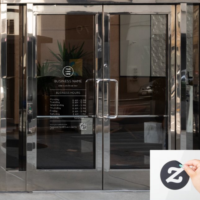 QR Code Opening Times Hours Business Logo Modern W (Office Door)